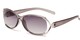 Angle of The Claire Reading Sunglasses in Grey/Silver with Smoke, Women's Oval Reading Sunglasses