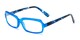 Angle of The Cordelia in Blue, Women's Rectangle Reading Glasses