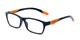 Angle of The Beasley in Blue/Orange, Women's and Men's Rectangle Reading Glasses