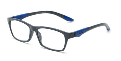 Angle of The Beasley in Grey/Blue, Women's and Men's Rectangle Reading Glasses