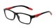 Angle of The Beasley in Black/Red, Women's and Men's Rectangle Reading Glasses