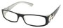 Angle of The Elizabeth in Black and Grey, Women's Rectangle Reading Glasses