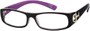 Angle of The Elizabeth in Black and Purple, Women's Rectangle Reading Glasses