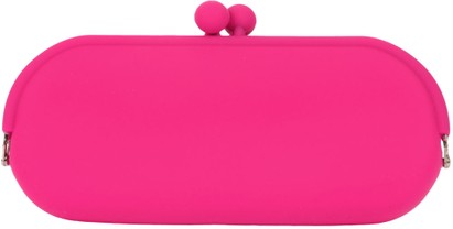 Angle of Large Neon Jelly Case  in Fuschia Pink, Women's and Men's  