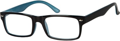 Angle of The Landon in Black/Blue, Women's and Men's Retro Square Reading Glasses