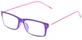 Angle of The Ovation Flexible Reader in Purple/Pink, Women's and Men's Rectangle Reading Glasses