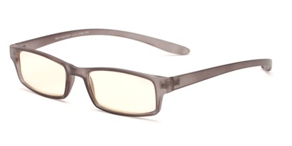 Angle of The Fairbanks Computer Reader in Matte Grey with Yellow, Women's and Men's Rectangle Reading Glasses