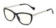 Angle of The Frida Computer Reader in Black/Silver with Yellow, Women's Cat Eye Reading Glasses