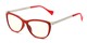 Angle of The Frida Computer Reader in Red/Silver with Yellow, Women's Cat Eye Reading Glasses