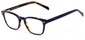 Angle of The Rialto Signature Reader in Navy Blue with Tortoise, Women's and Men's Retro Square Reading Glasses