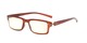 Angle of The Jason Flexible Computer Reader in Matte Brown with Yellow, Women's and Men's Retro Square Reading Glasses