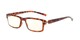 Angle of The Jason Flexible Computer Reader in Matte Tortoise with Yellow, Women's and Men's Retro Square Reading Glasses