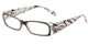 Angle of The Jeanette in Black/White Zebra, Women's Rectangle Reading Glasses