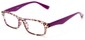 Angle of The Anastasia in Purple Leopard, Women's Retro Square Reading Glasses
