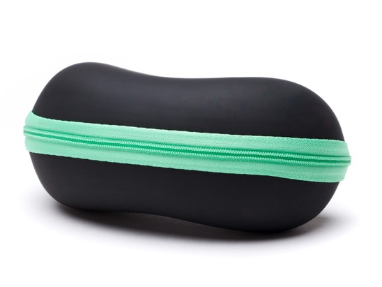 Angle of Large Zip-Shut Case   in Black/Green, Women's and Men's  Hard Cases