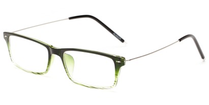 Angle of The Finley in Green, Women's and Men's Rectangle Reading Glasses