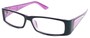 Angle of The Brooklyn in Black and Purple Frame, Women's Rectangle Reading Glasses