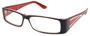 Angle of The Brooklyn in Black and Red Frame, Women's Rectangle Reading Glasses