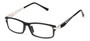 Angle of The Ralston in Black/Silver, Women's and Men's Rectangle Reading Glasses
