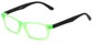 Angle of The Lolita in Neon Green, Women's and Men's Rectangle Reading Glasses