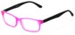 Angle of The Lolita in Neon Pink, Women's and Men's Rectangle Reading Glasses