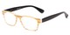 Angle of The Oliver in Tan Wood Look/Black, Women's and Men's Retro Square Reading Glasses