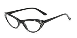 Angle of The Paulina in Black, Women's Cat Eye Reading Glasses
