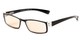 Angle of The Pike Place Computer Reader in Black/Clear with Amber, Women's and Men's Rectangle Reading Glasses