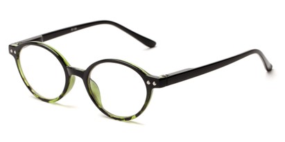 Angle of The Prescott in Black/Green, Women's and Men's Round Reading Glasses