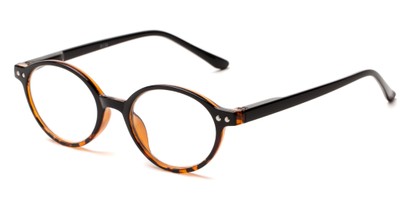 Angle of The Prescott in Black/Orange Tortoise, Women's and Men's Round Reading Glasses