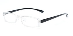 Angle of The Elspeth in Clear/Black, Women's and Men's Rectangle Reading Glasses