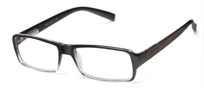 Angle of The Executive in Black Fade/Brown, Men's Rectangle Reading Glasses