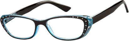 Angle of The Gretchen in Black/Blue, Women's Cat Eye Reading Glasses
