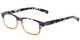Angle of The Julian in Grey Tortoise/ Orange Fade, Women's and Men's Rectangle Reading Glasses
