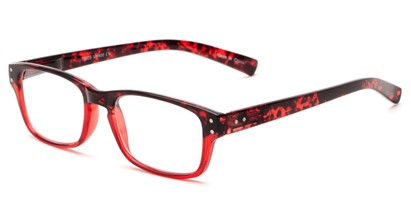 Angle of The Julian in Red Tortoise Fade, Women's and Men's Rectangle Reading Glasses