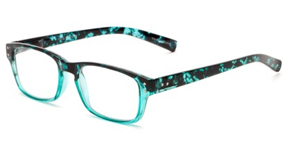 Angle of The Julian in Green Tortoise Fade, Women's and Men's Rectangle Reading Glasses