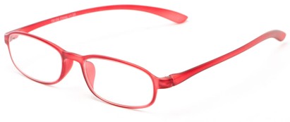 Angle of The Glaze Flexible Reader in Red, Women's and Men's Oval Reading Glasses