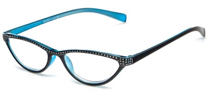 Angle of The Megan in Black/Blue, Women's Cat Eye Reading Glasses