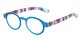 Angle of The Ari in Blue with Stripes, Women's Round Reading Glasses