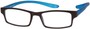 Angle of The Macintosh Hanging Reader in Black/Blue, Women's and Men's Rectangle Reading Glasses
