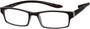Angle of The Macintosh Hanging Reader in Black with Grey, Women's and Men's Rectangle Reading Glasses