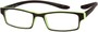 Angle of The Macintosh Hanging Reader in Black with Green, Women's and Men's Rectangle Reading Glasses