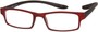Angle of The Macintosh Hanging Reader in Red/Black Fade, Women's and Men's Rectangle Reading Glasses