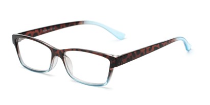Angle of The Edlund in Tortoise/Blue Fade, Women's Rectangle Reading Glasses