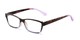 Angle of The Edlund in Tortoise/Purple Fade, Women's Rectangle Reading Glasses