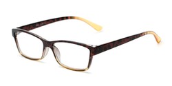 Angle of The Edlund in Tortoise/Yellow Fade, Women's Rectangle Reading Glasses