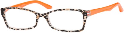 Angle of The Sassy in Leopard/Orange, Women's Rectangle Reading Glasses