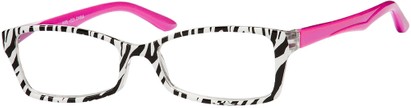 Angle of The Sassy in Zebra/Hot Pink, Women's Rectangle Reading Glasses