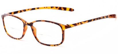 Angle of The Poe Bifocal in Glossy Tortoise, Women's and Men's Rectangle Reading Glasses