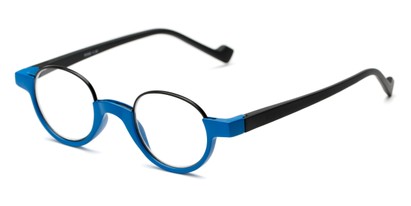 Angle of The Raegan in Blue/Black, Women's and Men's Round Reading Glasses